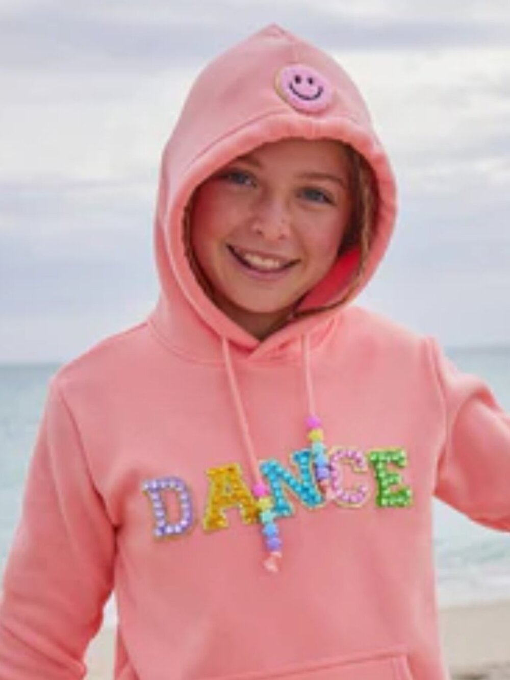 Adorable Lola & the Boys Gem & Bead Dance Hoodie with Smiley Face - Too Cute!